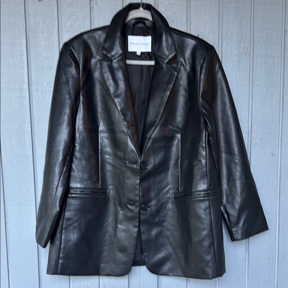 Rebecca Minkoff Black Leather Blazer L - Picture 1 of 5